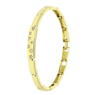 86732 Bransoletka stal chirurgiczna 316L pozł.14k cyrkonie 18,5-17,5CM 7MM