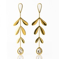 Kolczyki pozłacane wiszące z cyrkonią KST3439 stal chirurgiczna