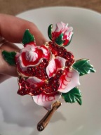 Modna Elegancka Broszka z Kryształkami w Kształcie Róży Przypinka Klasyk