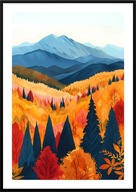 KOLOROWY PLAKAT OBRAZ A2 KOLOROWE GÓRY JESIEŃ DRZEWA JESIENNY KRAJOBRAZ