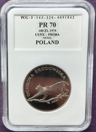 Ryś - 100 zł - moneta kolekcjonerska 1979 rok - nikiel - PR70