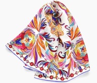 Apaszka damska PLUME D'OISEAU 100% Pure Silk Jedwab Kolorowe Pióra Kwiaty