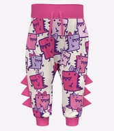 KUKUKID dresowe spodnie DINOZAURY różowe grzebienie bawełna 80 NOWE