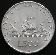 Włochy 500 lirów 1966 - okręty Kolumba - srebro