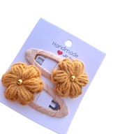 Spinki spineczki do włosów szydełkowe kwiatki handmade 2 szt.
