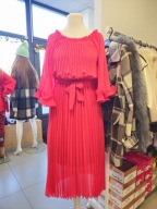 Czerwona koral sukienka plisowana r. Uni (42-46) Italy !!!