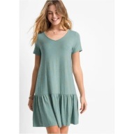 Tanio !_NOWA oliwka sukienka MODNE złote grochy_falbanka_RAINBOW_lycra r.46