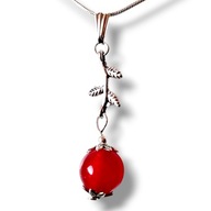 JG15A Wisiorek/zawieszka kamienie JADEIT CZERWONY GAŁĄZKA