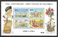 SRI LANKA - 500 rocznica odkrycia Ameryki 1992 ** Mi B-51(2533)