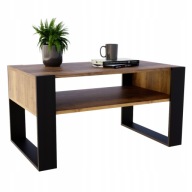 Stolik kawowy ława Karo 92 cm z półką loft dąb Lancelot czarny do salonu