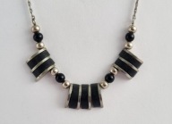 STARY NASZYJNIK SREBRNO-CZARNE ELEMENTY