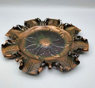 Starodawny MIEDZIANY ręcznie wykonany TALERZYK 19c