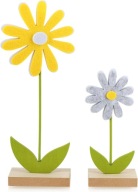 2x stojaki dekoracyjne - dekoracyjne kwiaty z drewna i filcu - wiosenne dek