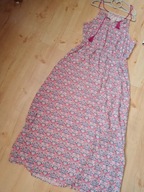 sukienka l 40 maxi na ramiączkach wzorek kolorowa frędzelki