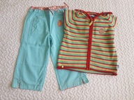 Besta Plus sweterek w kolorowe paski i niebieskie spodnie 3/4 roz 116