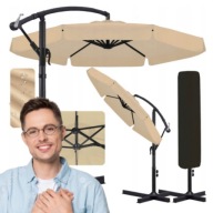 PARASOL OGRODOWY DUŻY SKŁADANY SOLIDNY Z WYSIĘGNIKIEM I FALBANĄ + POKROWIEC