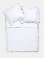 Komplet pościeli 200x220 cm biały z falbanką bawełna sypialnia + 70x80cm