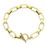 83543 Bransoletka złota stal chirurgiczna 22 CM 9 MM łańcuch