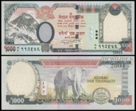 BNA - NEPAL 1000 Rupii 2016 # P75b # jeden słoń na rewersie # XF+