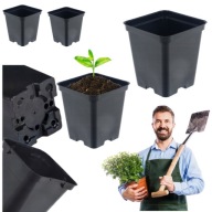 DONICZKI PRODUKCYJNE KWADRATOWE SADZONKI ROZSADY CZARNE DO PIKOWANIA 50szt