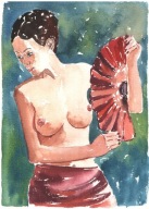 =Obraz=AKT =akwarela=kobieta=Joanna MAŁOSZCZYK