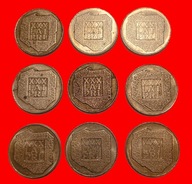 200 zł, XXX lat PRL 1974, mapka, zestaw 9 ztuk srebro Ag 625 razem 130,5g