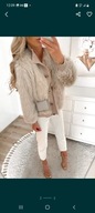 Kożuch damski futerko kurtka beż S/m nowy