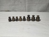 Stare odważniki mosiężne z lat 20tych zestaw 10-20dkg