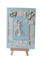 Kartki Pamiątka Ślub Para Młoda Obrączki B6 Błękit – Srebro