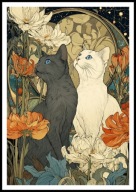 A2 KOLOROWY OBRAZ PLAKAT Z KOTEM, PLAKAT Z KOTAMI BIAŁY I CZARNY KOT KOTY