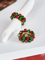 Świąteczne obrączki na serwetki czerwone zielony z dzwoneczkami pierścionki