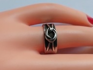 Srebrny pierścionek-obrączka, motyw węzła, Orno