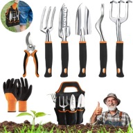 ZESTAW NARZĘDZI OGRODOWYCH OGRODNICZYCH DUŻY RĘKAWICZKI SEKATOR TORBA 8SZT