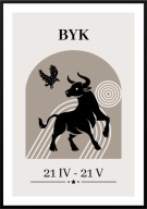 A2 PLAKAT OBRAZ ZNAK ZODIAKU BYK, NATURA, HOROSKOP, DO DOMU, NA PREZENT