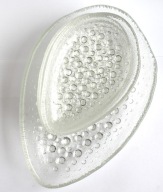 Miseczki i patera śledziówki seria Asteroid, szkło bezbarwne, PRL Drost