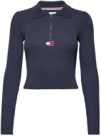 TOMMY HILFIGER JEANS Half Zip Thru Rib Badge sweter Cropped Fit XL