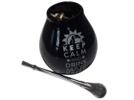 Matero Ceramiczne czarne z Bombilla nierdzewna długa 19 cm