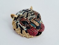 SUPER BROSZKA MARKAZYTY CYRKONIE EMALIA LEW