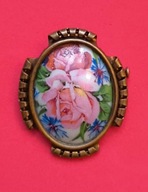 Broszka brosza zawieszka Francja oryginał porcelana Limoges kwiaty hit 4
