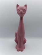 Kot kotek z porcelany 25cm - kolor brudny róż figurka kolekcjonerska