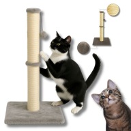 DRAPAK DLA KOTA WIEŻA SŁUPEK WYSOKI 90 CM + ZABAWKA SZNUREK KULKA POMPON