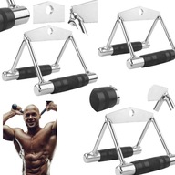 Uchwyt Trójkątny Podwójny do Wyciągu Atlasu Ryflowany Stalowy Triceps Plecy