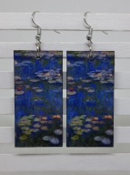 Kolczyki Monet Water Lilies Lilie wodne decoupage grafka obraz Handmade