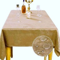 Obrus na stół prostokątny złoto brązowy dekoracyjny 140 x 240cm wodoodporny