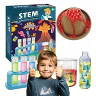 EKSPERYMENTY DLA DZIECI ZESTAW EDUKACYJNY WULKAN MAŁY CHEMIK 14W1 WYBUCH