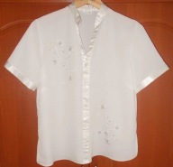 Bluzka biała ze stójką haft boho 40 Berkertex