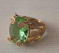 WYTWORNY PIERŚCIONEK ZIELONY TURMALIN