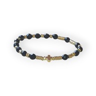 RÓŻANIEC W FORMIE BRANSOLETKI - OBSYDIAN FASETOWANY