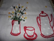 Bieżnik z haftem + koronka - 47 cm x 102 cm