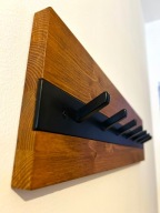 Wieszak ścienny 60 cm drewno + stal, czarny, orzech, 7 haczyków, złożony